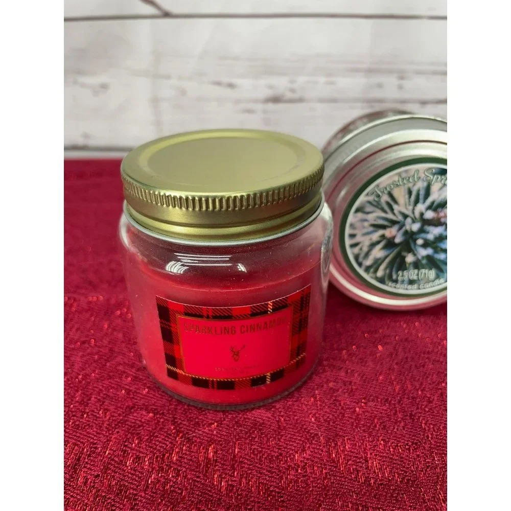 Sparkling Cinnamon, Glitter Berry, Frosted Spruce Lot of 3‎ Candles Gift Giving